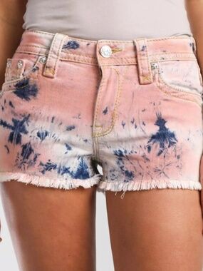 ROCK REVIVAL Alivia Mid-Rise 32 Tie Dye Stretch Shorts Rare 32